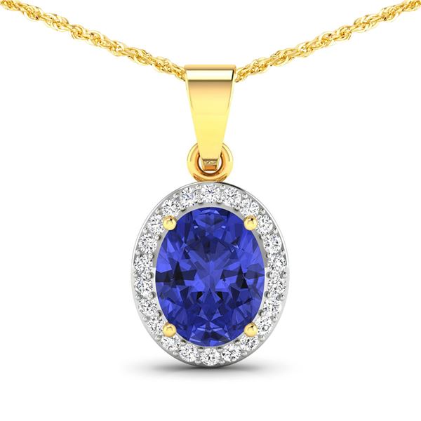 14KT Yellow Gold 1.6ctw Tanzanite and Diamond Pendant
