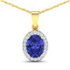 Image 1 : 14KT Yellow Gold 1.6ctw Tanzanite and Diamond Pendant