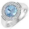 Image 1 : 14KT White Gold 1.9ct Aquamarine and Diamond Ring