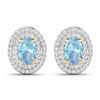 Image 1 : 14KT Yellow Gold 0.7ctw Aquamarine and Diamond Earrings