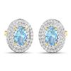 Image 2 : 14KT Yellow Gold 0.7ctw Aquamarine and Diamond Earrings