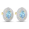 Image 3 : 14KT Yellow Gold 0.7ctw Aquamarine and Diamond Earrings