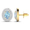 Image 4 : 14KT Yellow Gold 0.7ctw Aquamarine and Diamond Earrings