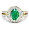 Image 3 : 14KT Yellow Gold 1ctw Zambian Emerald and Diamond Ring