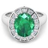 Image 2 : 14KT White Gold 3.14ct Zambian Emerald and Diamond Ring