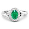 Image 3 : 14KT White Gold 0.56ctw Zambian Emerald and Diamond Ring