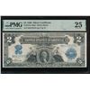 Image 1 : 1899 $2 Mini Porthole Silver Certificate PMG 25