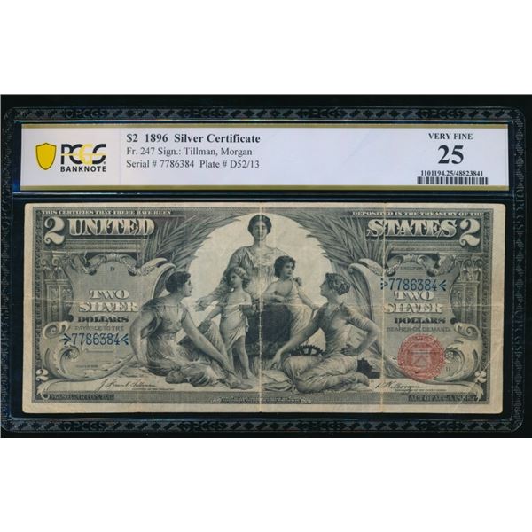 1896 $2 Educational Silver Certificate PCGS 25