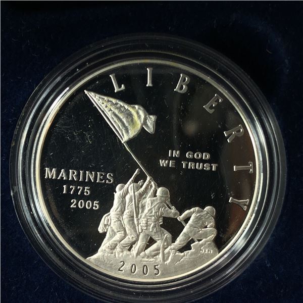 2005 P US Marine Corps Commemorative Silver Dollar OIB/COA