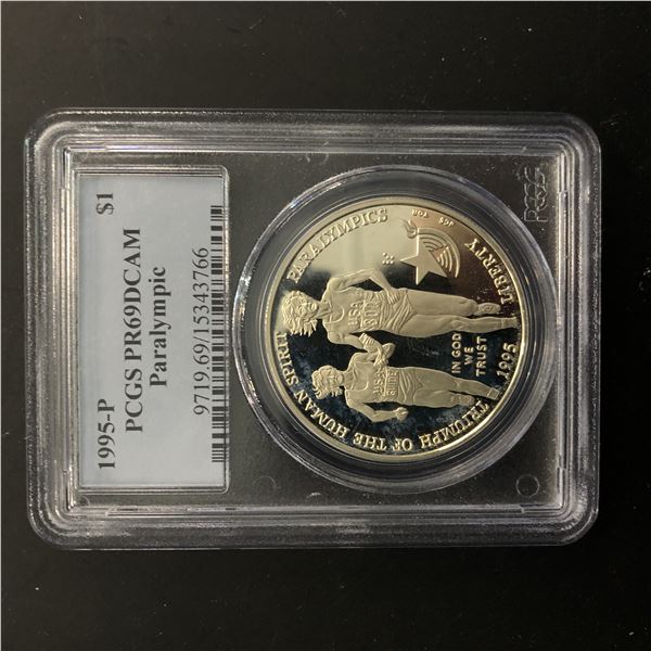 1995 P Paralympic Atlanta Proof Silver Commemorative Dollar PCGS PR69 DCAM
