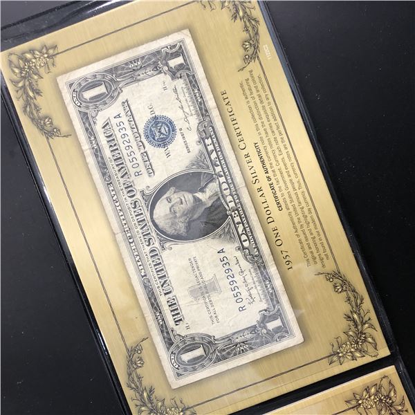 1957 B Series Silver Certificate $1 Note & Booklet Display