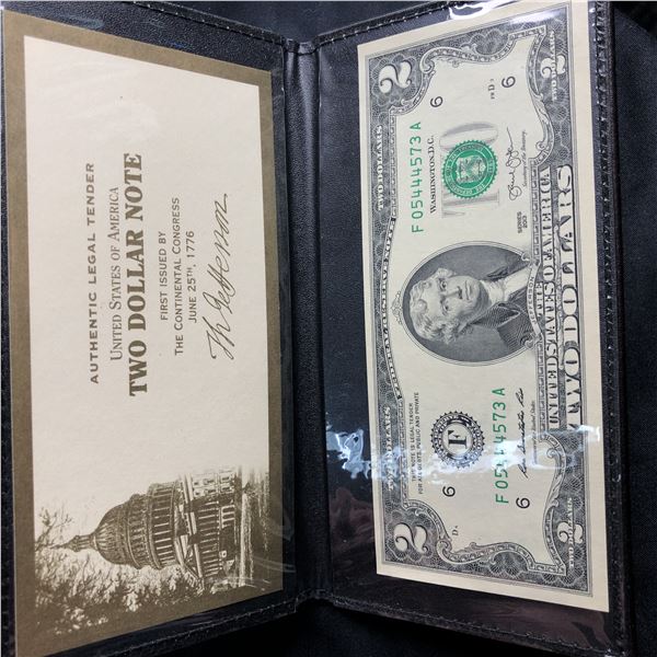 2013 Series Two Dollar Note in Folder with COA