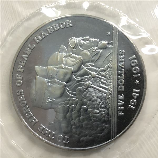 Pearl Harbor $5 Dollar December 7th 1941 Commemorative Coin "Date of Infamy"