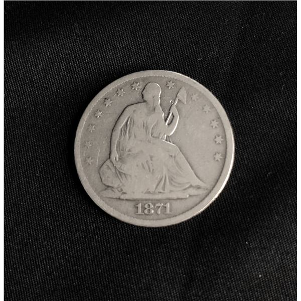 1871 S US Seated Half Dollar VG+