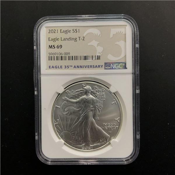 2021 (P) T2 American Silver Eagle MS69 NGC