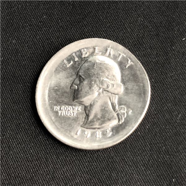 1985 Washington Quarter Off Center Broad Struck Unc