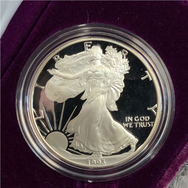 1993 P Proof American Silver Eagle OIB/COA