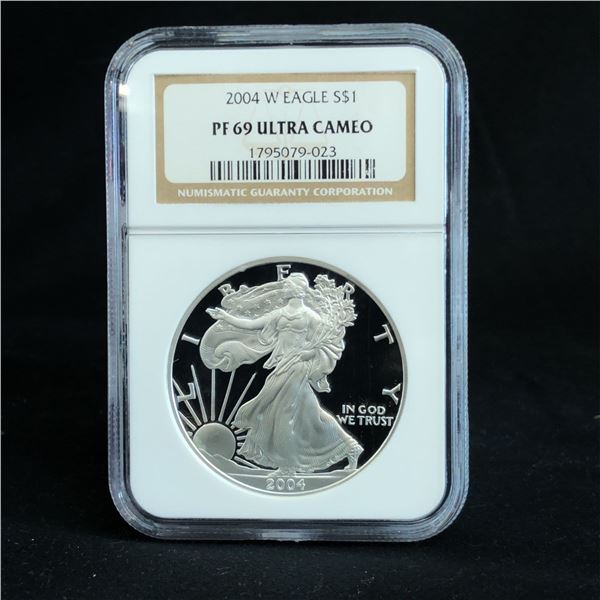 2004 W Proof Silver Eagle Dollar NGC PF69 UC