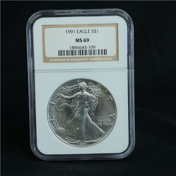1991 Silver American Eagle Dollar NGC MS69