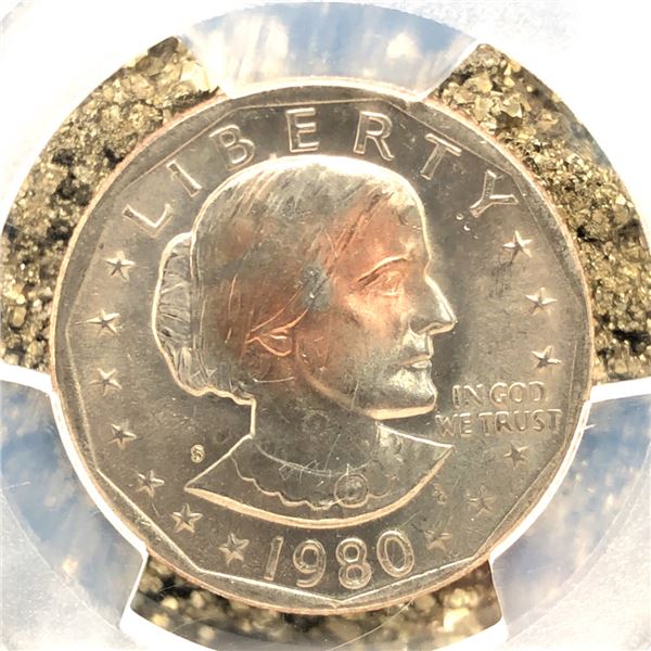 1980 S SBA Dollar Error Improperly Annealed MS66