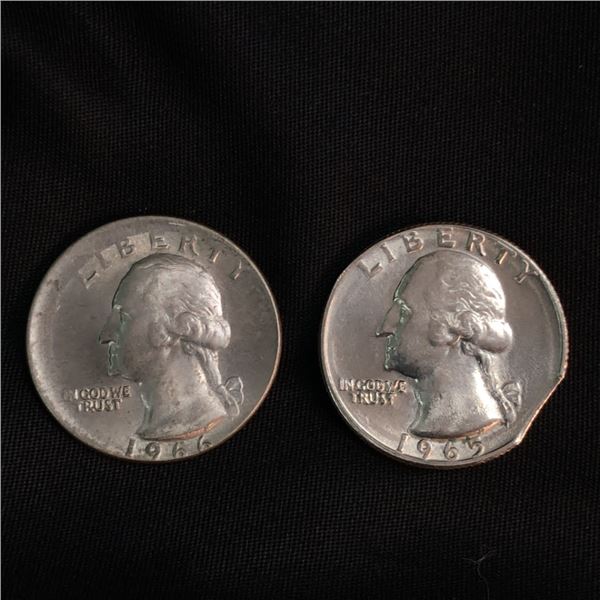 (2CT) Error Quarters 1965 & 1966 Choice BU