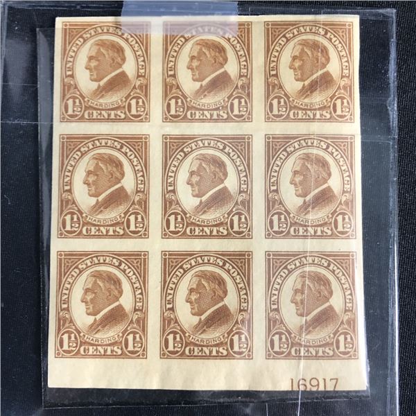 US 576 1920 1.5C Yellow-Brown Imperforate XFS MNH