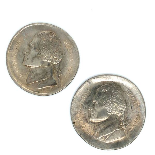 Two (2CT) Us 1999 P Broad Strike Error Jefferson Nickels Choice BU