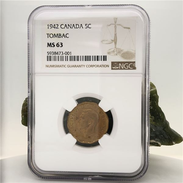 1942 Canada Tombac Five Cents NGC MS63