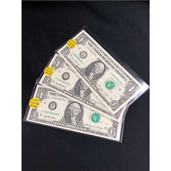 Scarce Group of Three Sister Notes Crisp Unc.