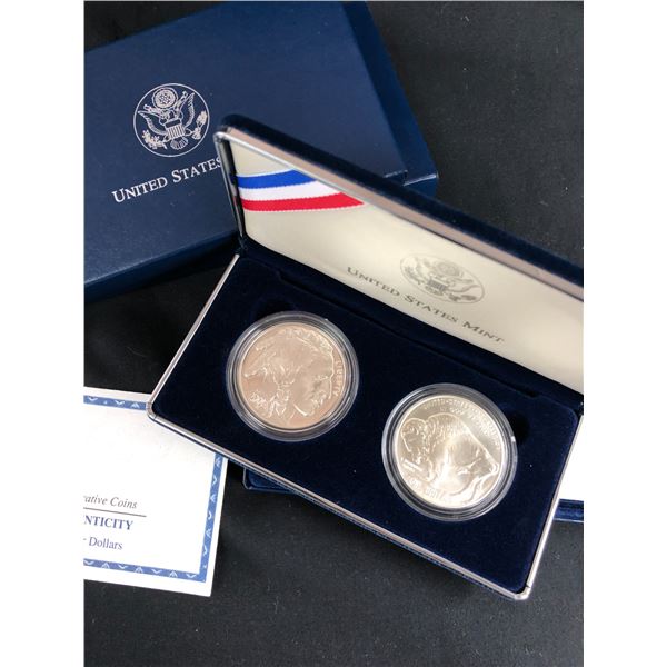 2001 Two Piece American Buffalo Silver Dollar Commemorative Set OIB/COA