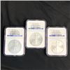 Image 1 : Three (3CT) 2007 American Silver Eagle Dollars NGC Gem Uncirculated ER