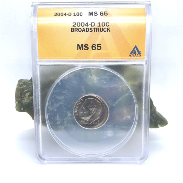 2004 D Roosevelt Dime Broad Struck ANACS MS65
