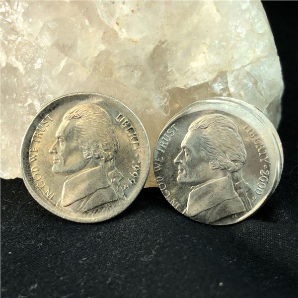 1999 P and 2000 P Jefferson Nickels Off-Center Broad-Strikes Choice BU