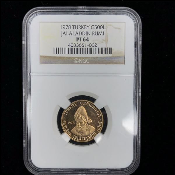 1978 Turkey 500 Lira Gold NGC PF64 900 Mintage
