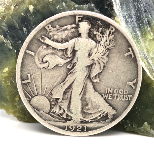 1921 D Walking Liberty Half Dollar Key Dats F+