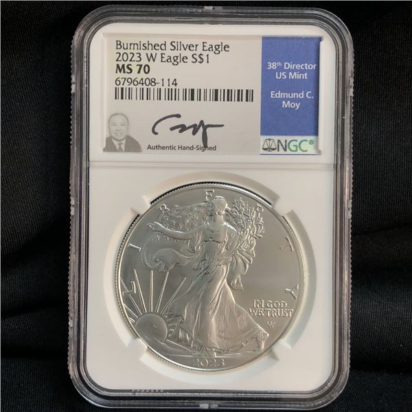 2023 US Sliver Eagle Dollar NGC MS70 Moy Signed