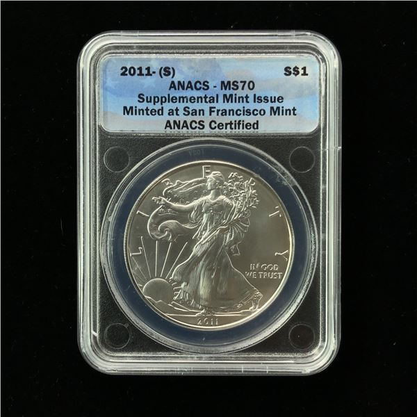 2011 (S) American Silver Eagle Dollar ANACS MS70