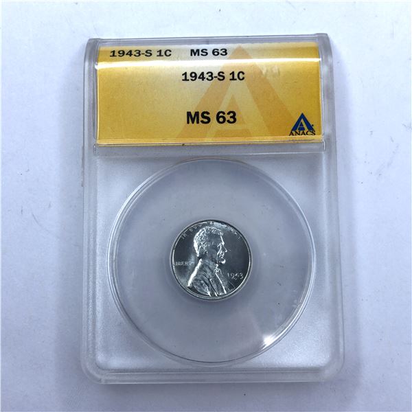 1943 S Steel Penny From WW2 MS63