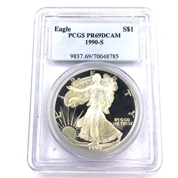 1990 S American Silver Eagle PCGS PR69DCAM