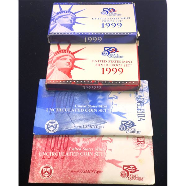1999 US Silver Proof Set with Standard 1999 Proof set and 1999 Mint Set