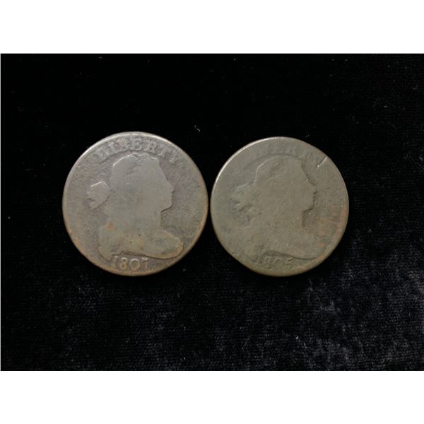 1805 and 1807 US Large Cents