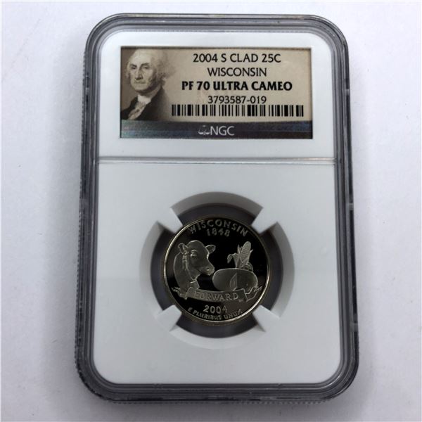 2004-S Clad Wisconsin Quarter PF70 Ultra Cameo