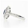 Image 7 : NEW Platinum 2.37 ctw GIA NO HEAT Oval Bezel Sapphire Diamond Milgrain Halo Ring