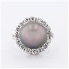 Image 1 : 12.5mm Tahitian Pearl and 1.54 ctw Diamond 14K White Gold Ring
