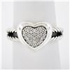 Image 1 : David Yurman Sterling Silver 0.25 ctw Pav Diamond Heart Dual Cable Cluster Ring