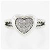 Image 4 : David Yurman Sterling Silver 0.25 ctw Pav Diamond Heart Dual Cable Cluster Ring