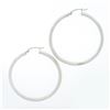 Image 4 : NEW Classic 14K White Gold 1.77" 3mm Plain Polished Round Hoop Snap Earrings