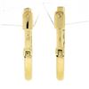 Image 3 : 18K Gold 2.74 ctw Alternating Round Diamond & Emerald Oval Hoop Huggie Earrings