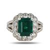 Image 2 : 3.79 ctw Emerald and 1.34 ctw Diamond 14K White Gold Ring