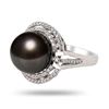 Image 2 : 13mm Tahitian Pearl and 0.43 ctw Diamond Platinum Ring